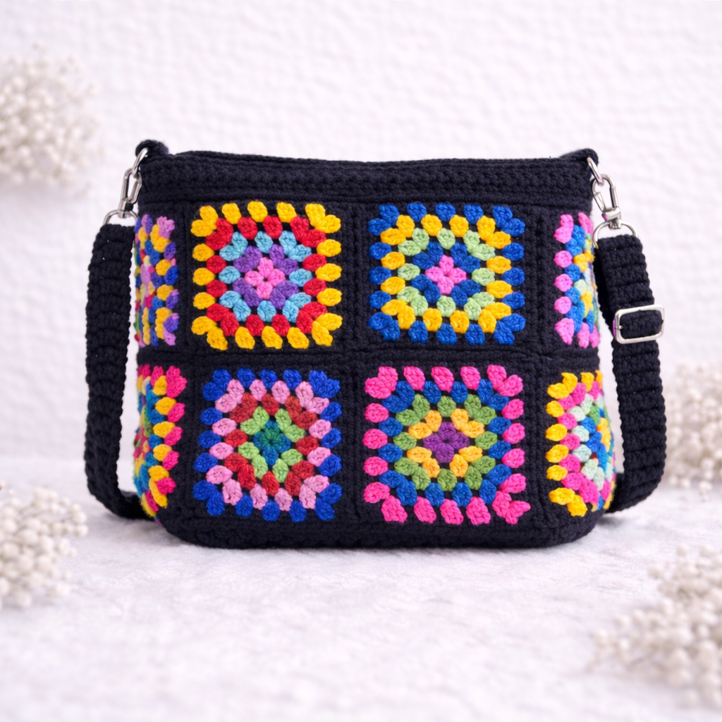 Handmade Crochet Shoulder Bag – Colorful & Stylish Daily Use Bag