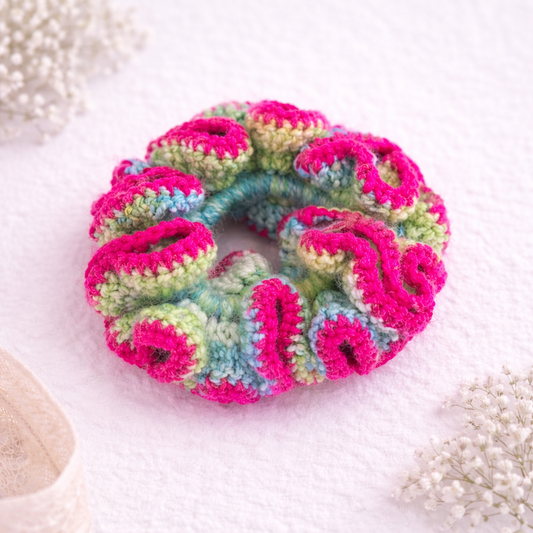 Handmade Crochet Scrunchie – Soft & Colorful Hair Accessory