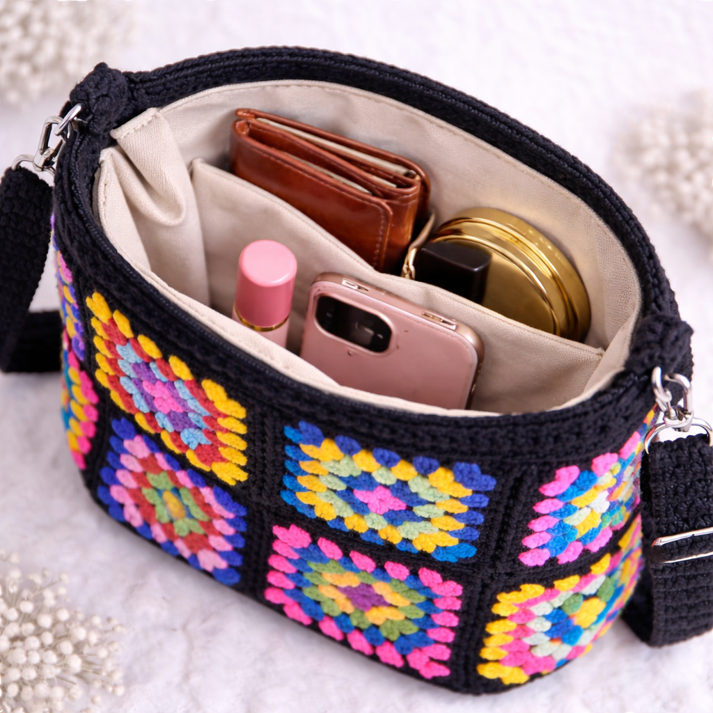 Handmade Crochet Shoulder Bag – Colorful & Stylish Daily Use Bag