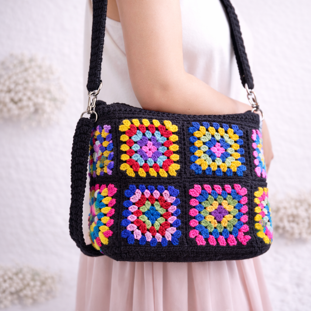 Handmade Crochet Shoulder Bag – Colorful & Stylish Daily Use Bag