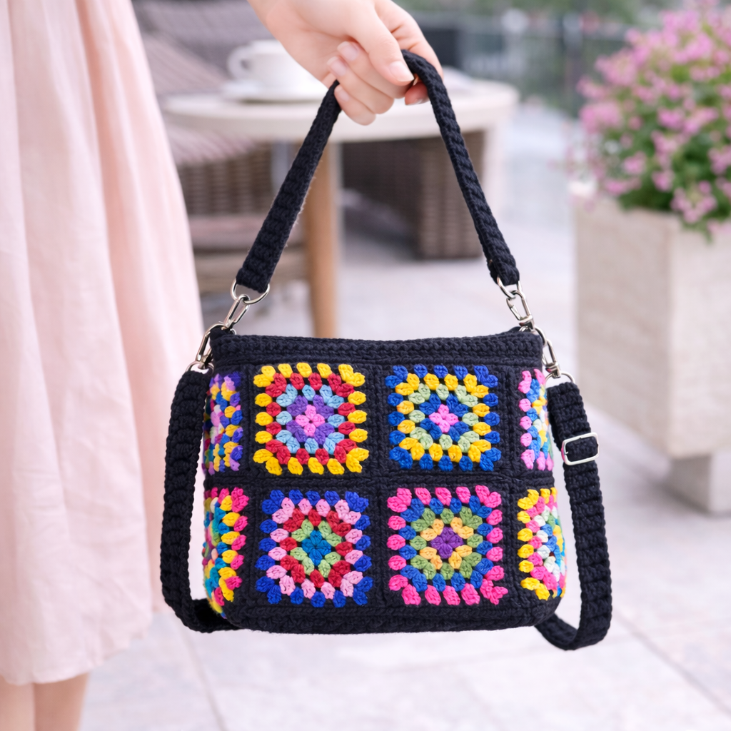 Handmade Crochet Shoulder Bag – Colorful & Stylish Daily Use Bag