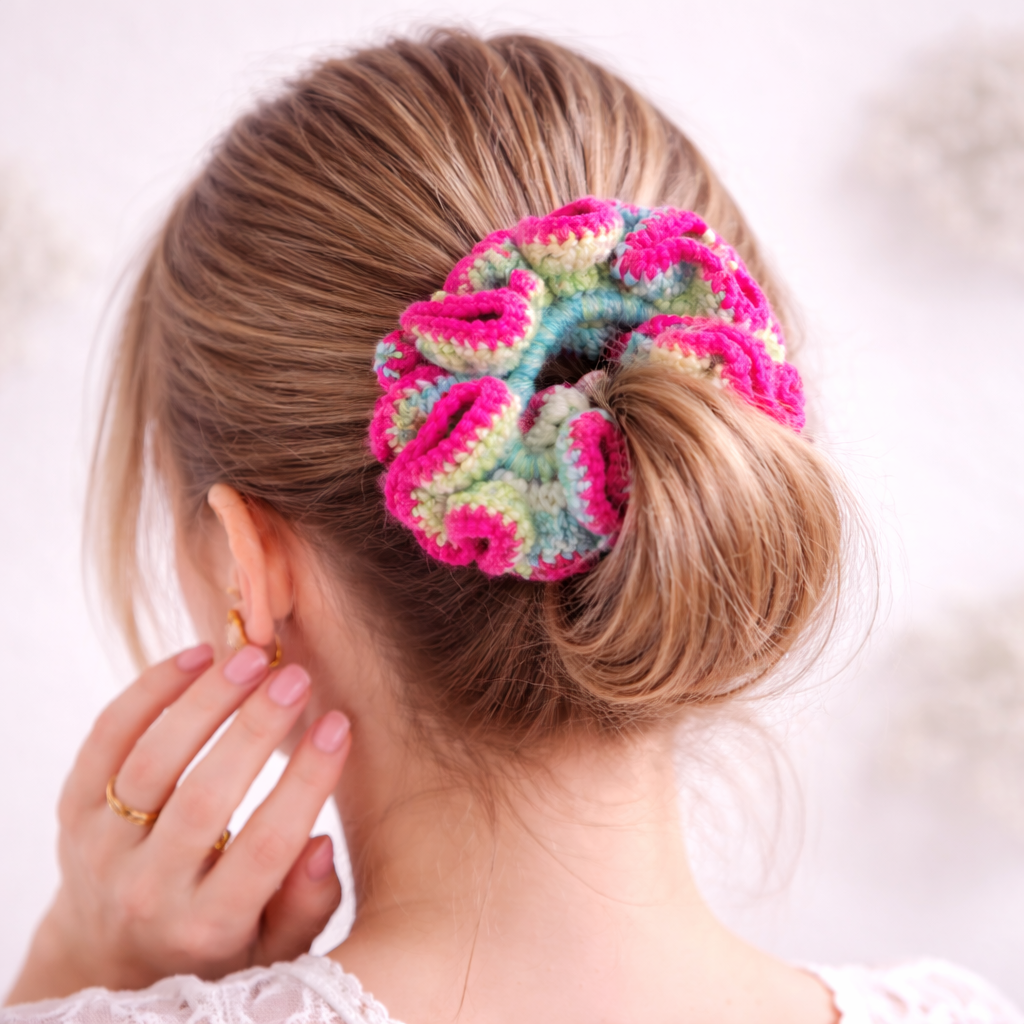 Handmade Crochet Scrunchie – Soft & Colorful Hair Accessory