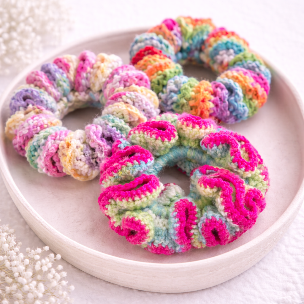 Handmade Crochet Scrunchie – Soft & Colorful Hair Accessory
