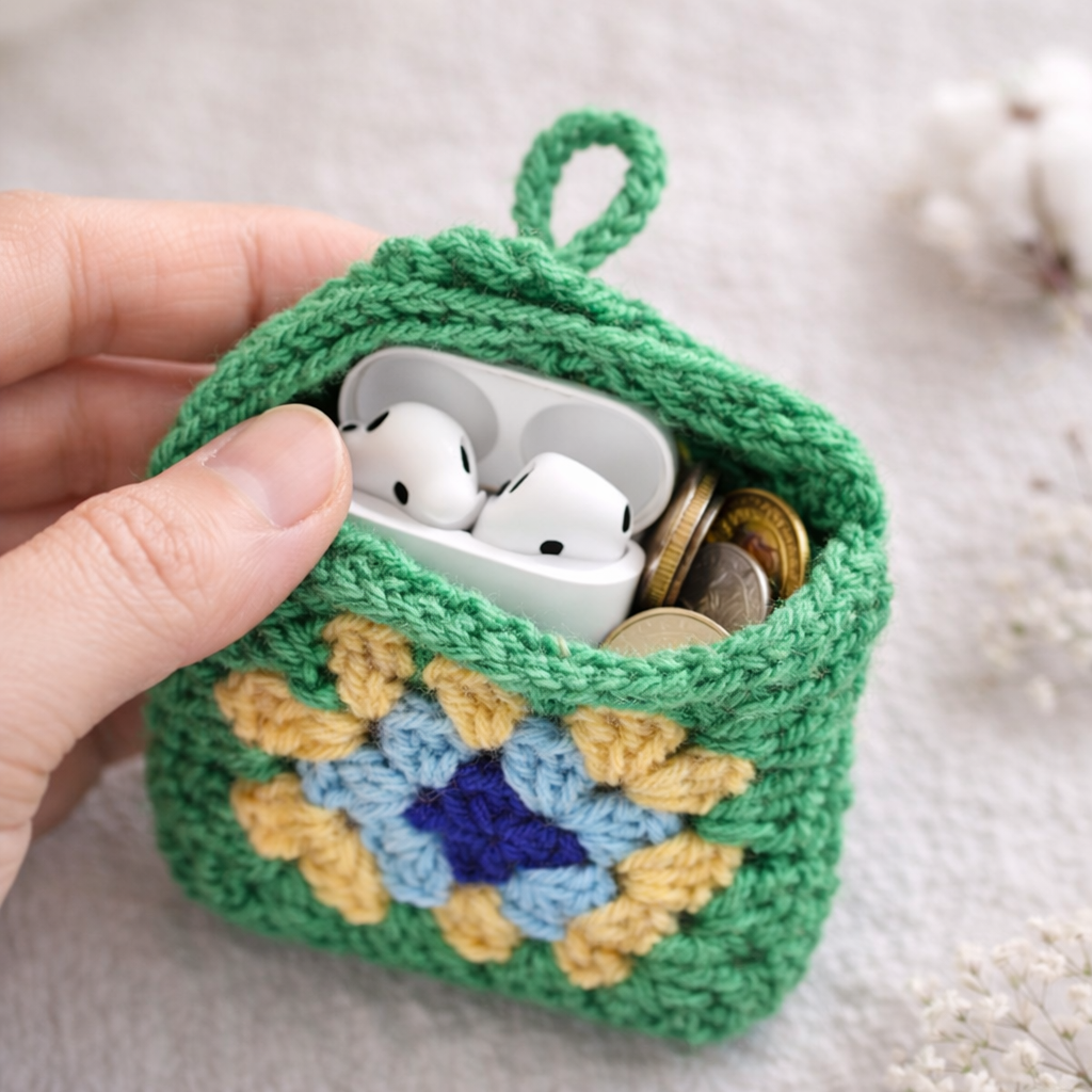 Handmade Crochet Pouch – Cute & Compact Storage for Daily Essentials